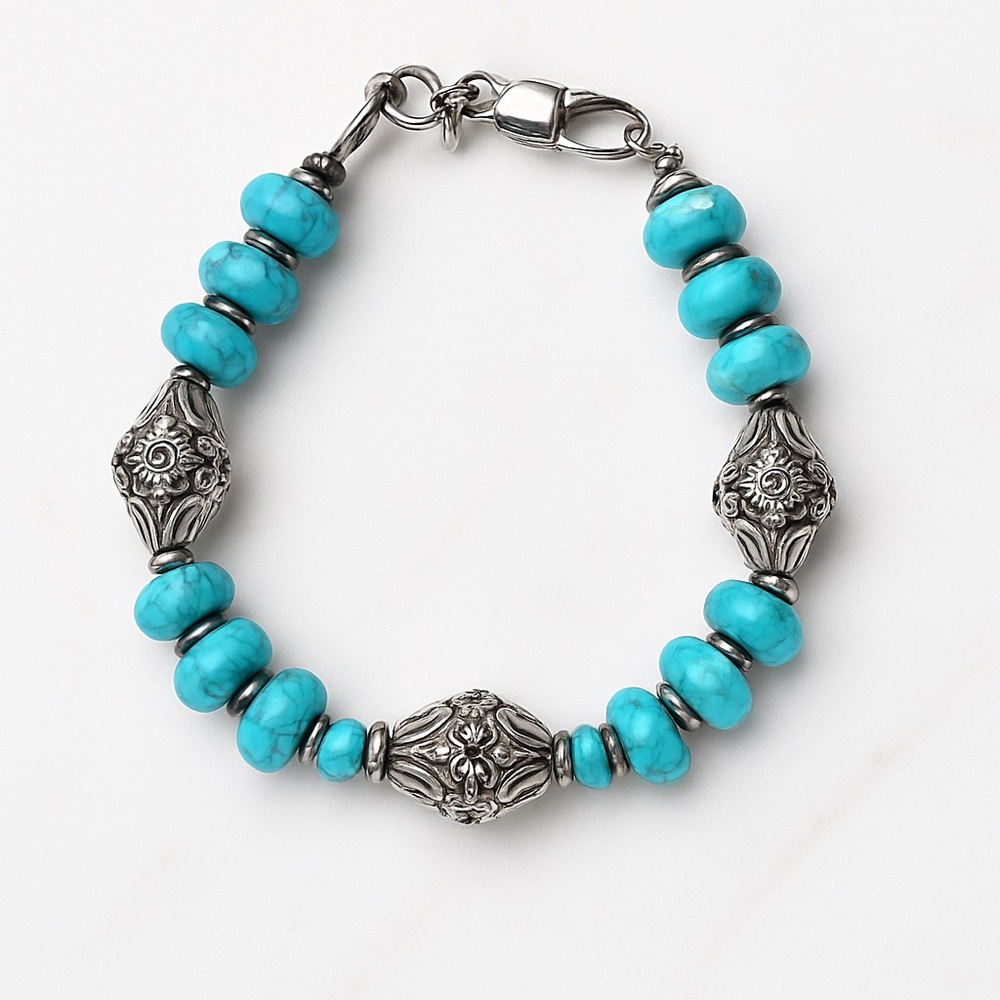 Brighton Blue and Silver Bracelet Intricate Design